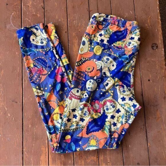 Lularoe TC Leggings Russian Mishka Dolls Blues Yellow Oranges - Picture 1 of 6